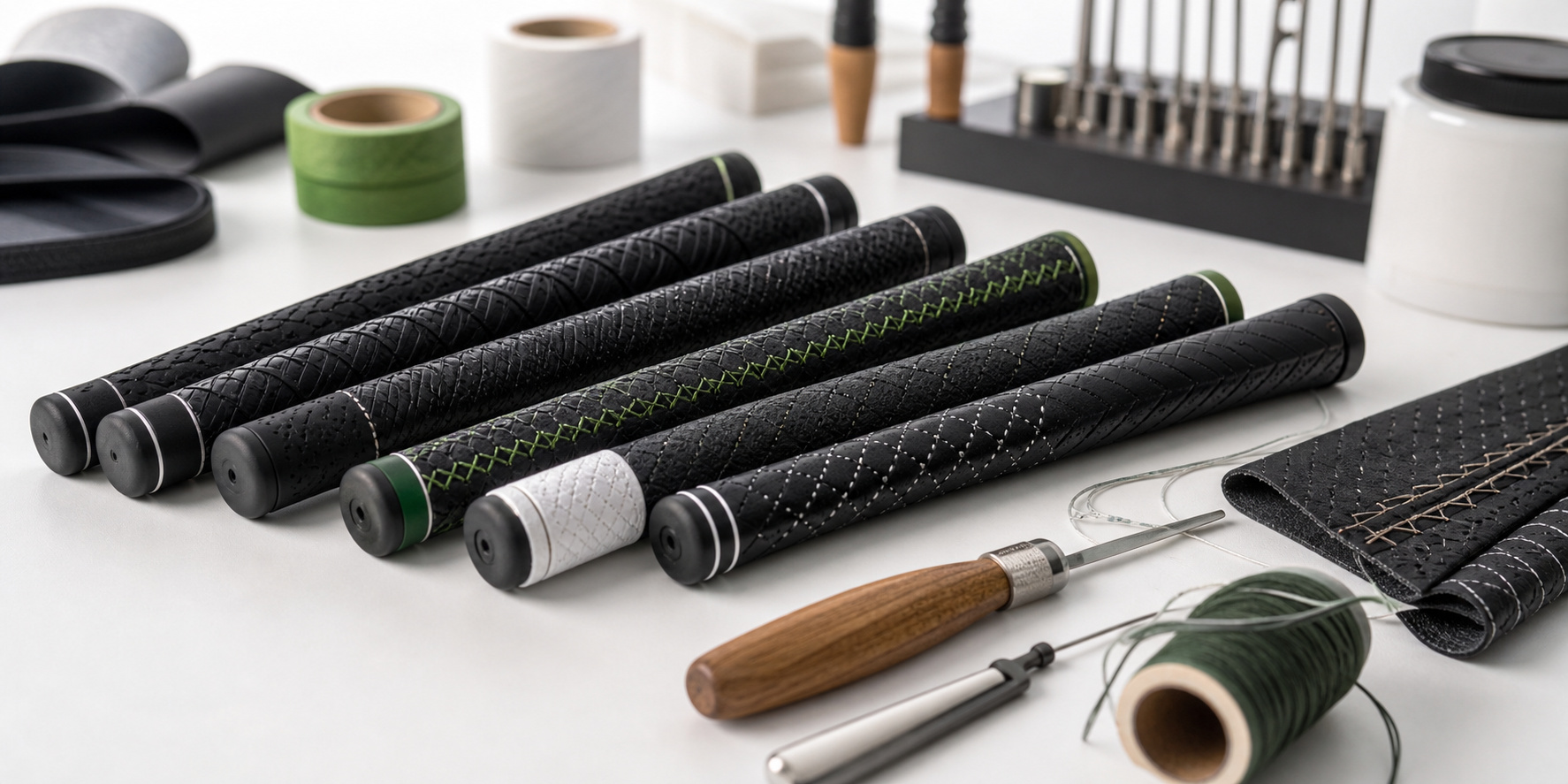 Handmade golf grip material and craft details