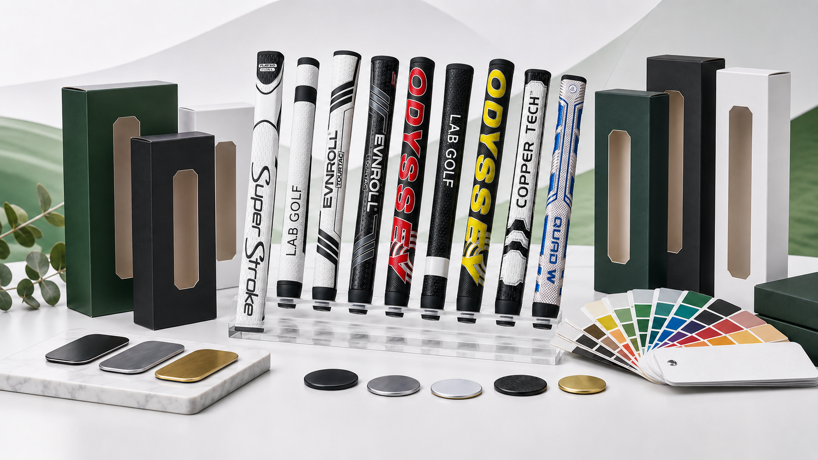 Assorted premium bulk golf putter grips with custom color matching for wholesale OEM orders